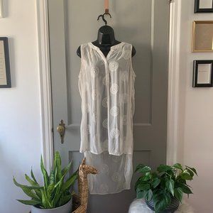 Knox Rose Transparent Embroidered Tunic Cream